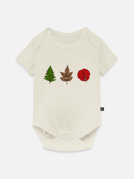Blätter - Baby Premium Kurzarmbody - Naturweiß