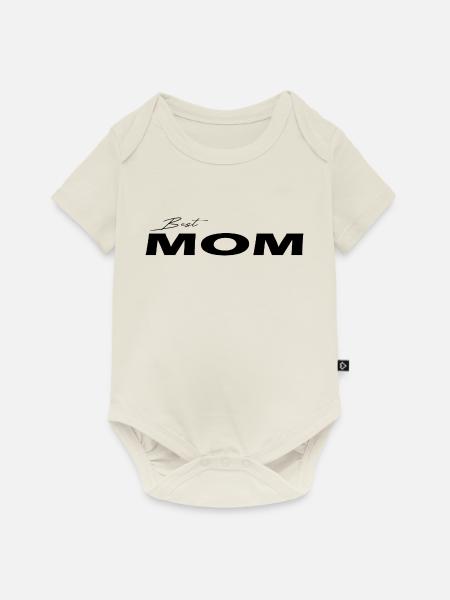 Best Mom black - Baby Premium Kurzarmbody - Naturweiß