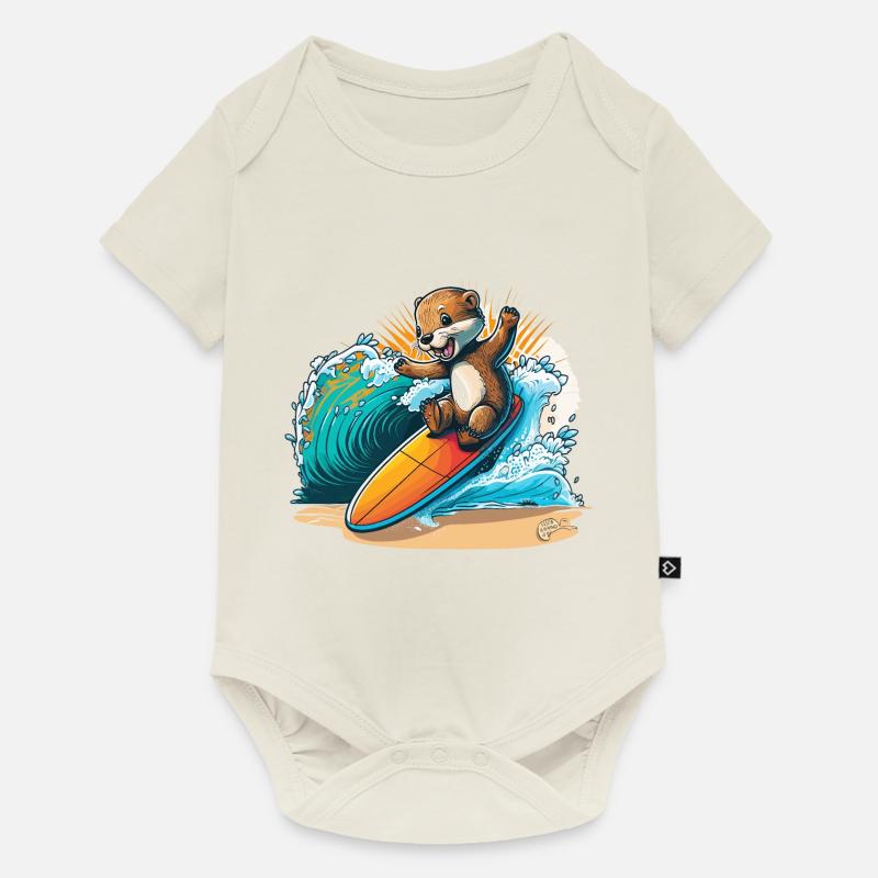Surfs Up Otter - Body à manches courtes Premium Bébé - blanc cassé
