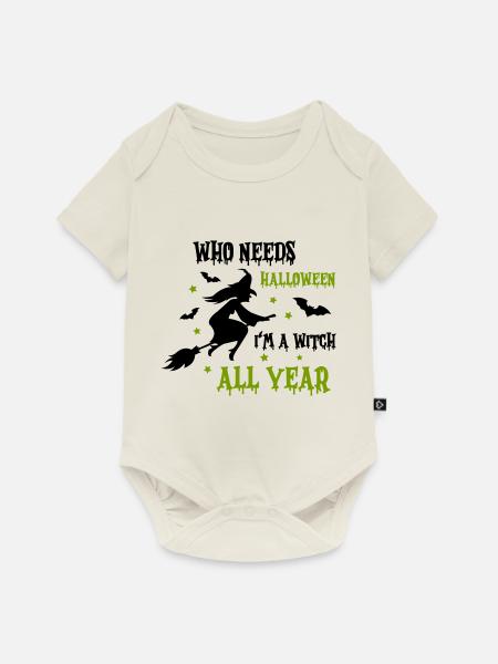witch all year - Baby Premium Kurzarmbody - Naturweiß