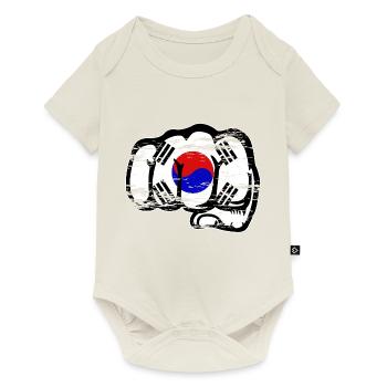 Drapeau de la Corée du Sud Main Poing Utilisé - Body à manches courtes Premium Bébé - blanc cassé - Devant