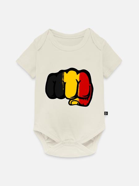 Belgien Flagge Hand Faust - Baby Premium Kurzarmbody - Naturweiß
