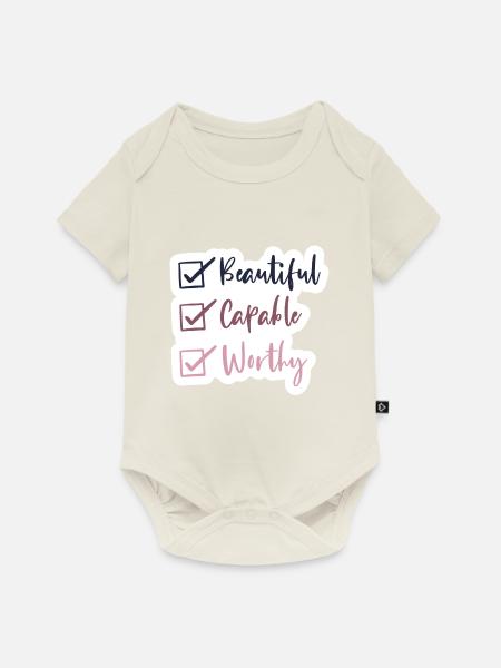 Beautiful - Capable - Worthy - Baby Premium Kurzarmbody - Naturweiß