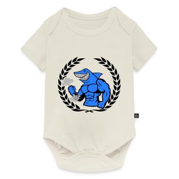 shark shark bodybuilding dumbbell - Baby Premium short-sleeve bodysuit - off white - Front