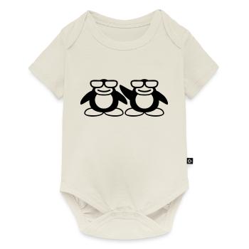 2 Pingouins Nerd Hornglasses Geek Smart Team Crew - Body à manches courtes Premium Bébé - blanc cassé - Devant