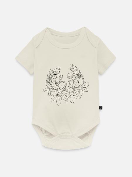 Frühlingsblumen - Baby Premium Kurzarmbody - Naturweiß