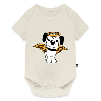 Hund Engel Heiligenschein Flügel Himmel Engelchen - Baby Premium Kurzarmbody - Naturweiß - Vorne