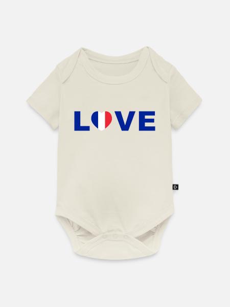 Liebe Frankreich Herz Design - Baby Premium Kurzarmbody - Naturweiß