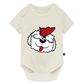 Dog Butterfly Nose Cute Funny Happy Comic - Baby Premium short-sleeve bodysuit - off white - Front