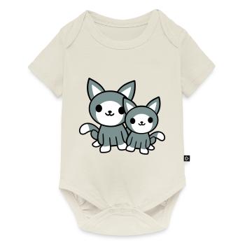 2 chats amis équipe équipage deux chatons de compagnie - Body à manches courtes Premium Bébé - blanc cassé - Devant