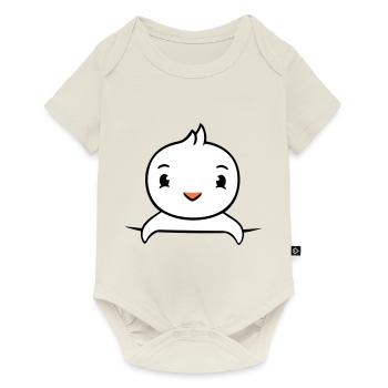 Ente Hemdtasche Tasche unterwegs hinter Zaun süß - Baby Premium Kurzarmbody - Naturweiß - Vorne