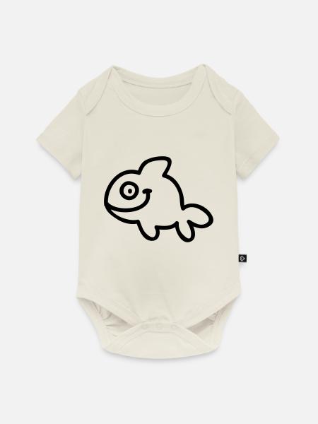 Fish - Fisch - Line - Baby Premium Kurzarmbody - Naturweiß