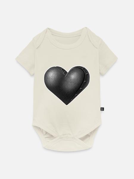Grau Robot Herz - Baby Premium Kurzarmbody - Naturweiß