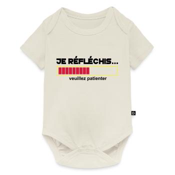 JE Réfléchis,drôle,citations,humour,formes - Body à manches courtes Premium Bébé - blanc cassé - Devant