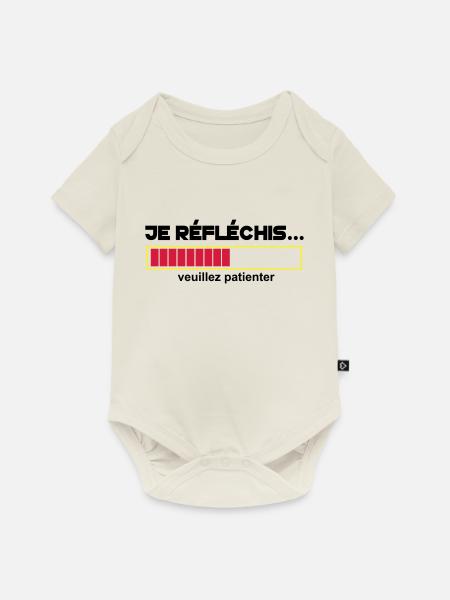 JE Réfléchis,drôle,citations,humour,formes - Body à manches courtes Premium Bébé - blanc cassé
