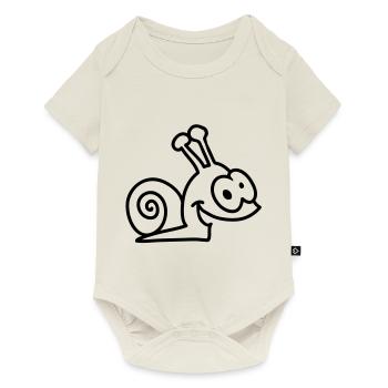 funny snail - line - Baby Premium short-sleeve bodysuit - off white - Front