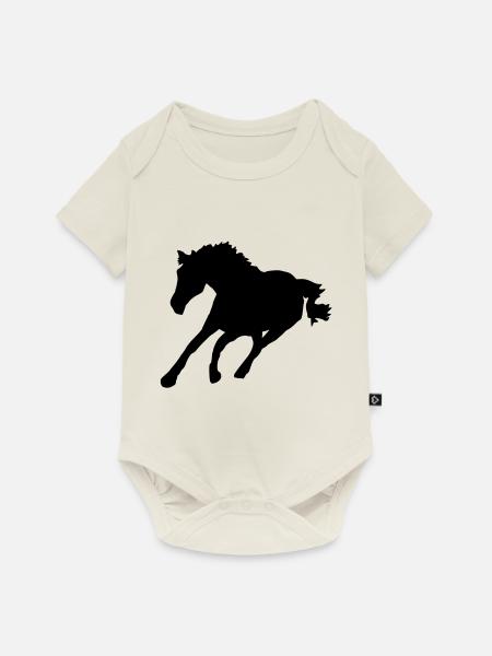 pferd - Baby Premium Kurzarmbody - Naturweiß