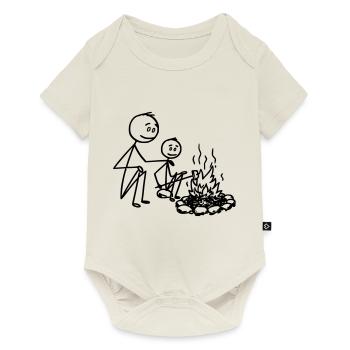 Feu de camp / Camping Père et fils T-shirt - Body à manches courtes Premium Bébé - blanc cassé - Devant