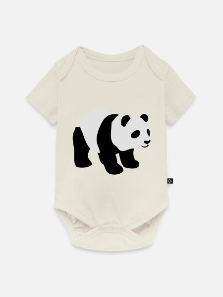 Panda - Baby Premium Kurzarmbody - Naturweiß