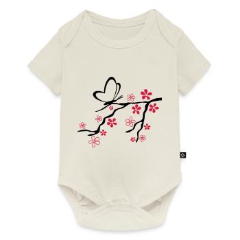 Liebe - Schmetterling Herz Zweig - Baby Premium Kurzarmbody - Naturweiß - Vorne