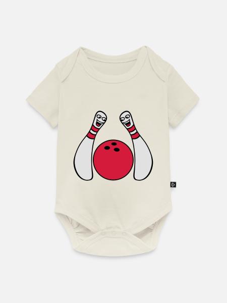 2 Cheeky Comic Bowling Pins - Baby Premium Kurzarmbody - Naturweiß