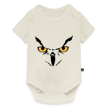 visage de hibou - Body à manches courtes Premium Bébé - blanc cassé - Devant