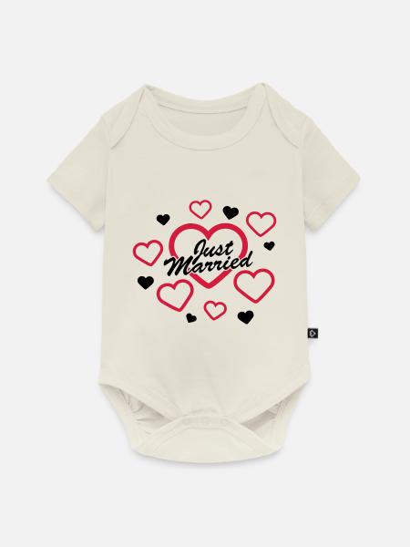 Just Married Design - Baby Premium Kurzarmbody - Naturweiß