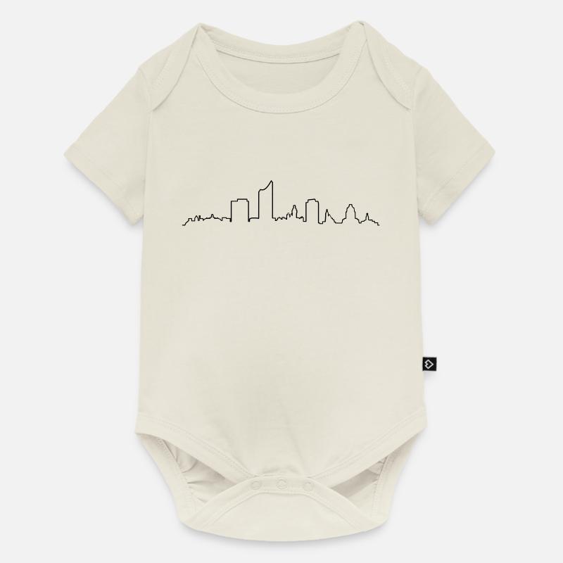 Skyline Leipzig Linie - Baby Premium Kurzarmbody - Naturweiß