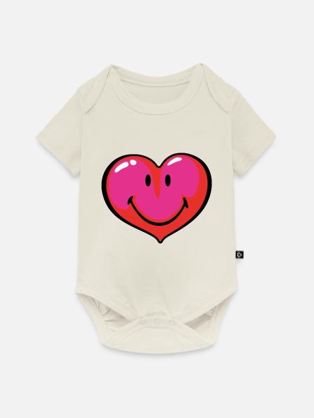 Smiley Heart - Baby Premium Kurzarmbody - Naturweiß