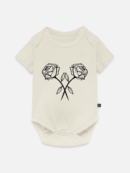 roses flowers - Baby Premium Kurzarmbody - Naturweiß