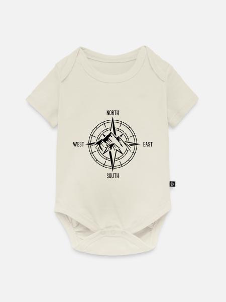 kompass berge design - Baby Premium Kurzarmbody - Naturweiß