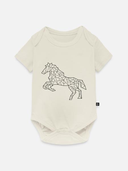 Pferd Origami - Baby Premium Kurzarmbody - Naturweiß