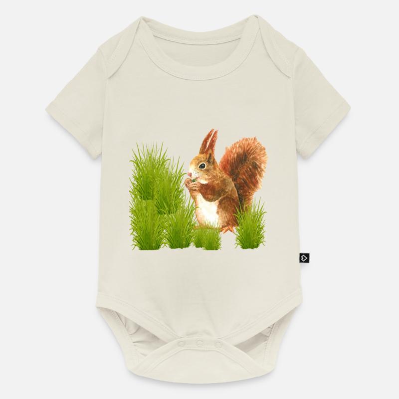 Eichhörnchen-Design - Baby Premium Kurzarmbody - Naturweiß