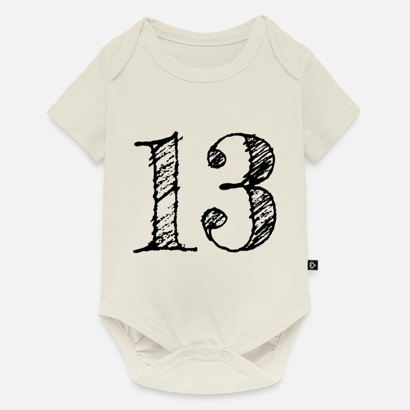 Chiffre 13 Treize - Numéro 13 (hand-drawn) - Body à manches courtes Premium Bébé - blanc cassé