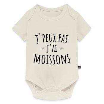 j'peux pas j'ai moissons cadeau humour paysan - Body à manches courtes Premium Bébé - blanc cassé - Devant