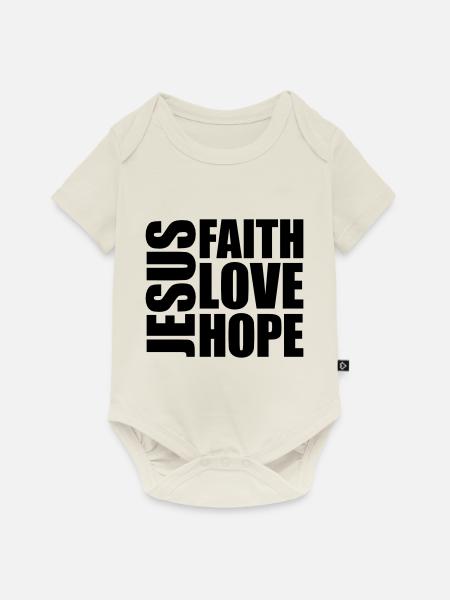 Jesus Faith Love - Baby Premium Kurzarmbody - Naturweiß