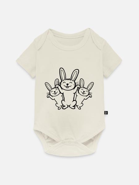 Team glückliche Häschen - Baby Premium Kurzarmbody - Naturweiß