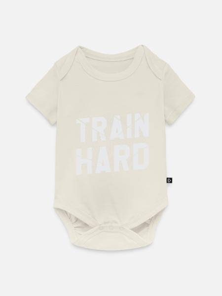 train hard - Baby Premium Kurzarmbody - Naturweiß
