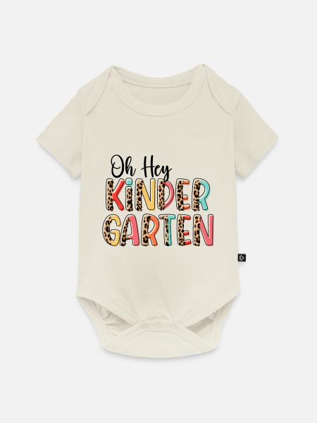 Leopard Print - Oh Hey KINDERGARTEN - Baby Premium Kurzarmbody - Naturweiß