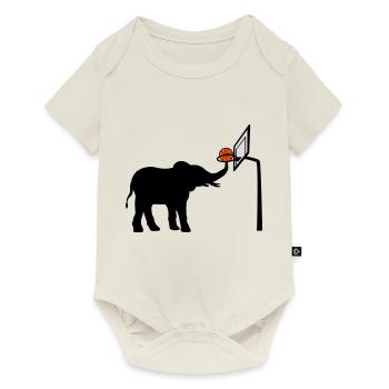 Basketball-playing elephant silhouette - Baby Premium short-sleeve bodysuit - off white - Front