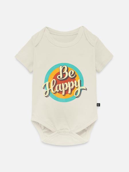 BE HAPPY - Baby Premium Kurzarmbody - Naturweiß