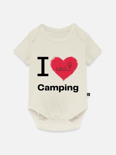 I LOVE Camping - Baby Premium Kurzarmbody - Naturweiß