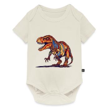 Extinct Dino in colorful pixel graphics - Baby Premium short-sleeve bodysuit - off white - Front