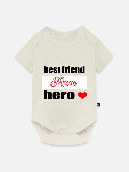 Mum, best friend, hero - Baby Premium Kurzarmbody - Naturweiß