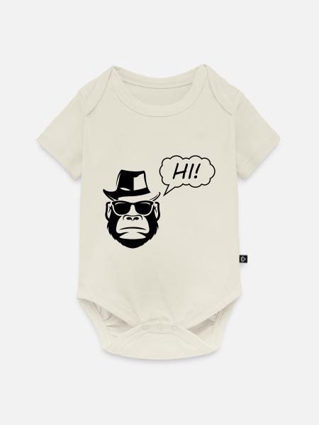 gorilla hi - Baby Premium Kurzarmbody - Naturweiß