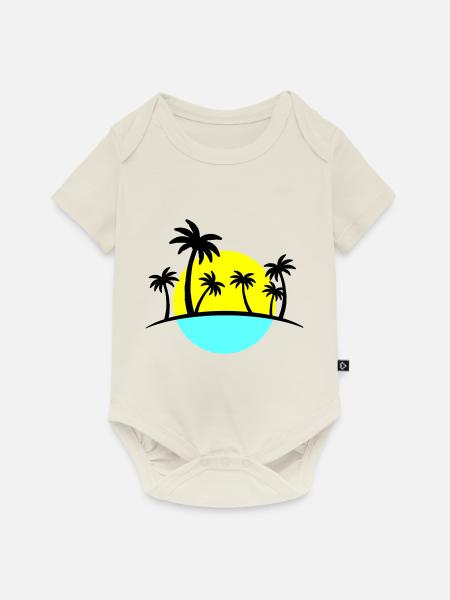 beach palms 3 - Baby Premium Kurzarmbody - Naturweiß