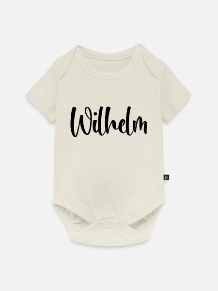 Name - Wilhelm - Baby Premium Kurzarmbody - Naturweiß
