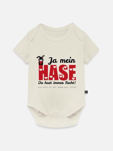 Mimikama Ja mein Hase, du hast immer Recht - Baby Premium Kurzarmbody - Naturweiß