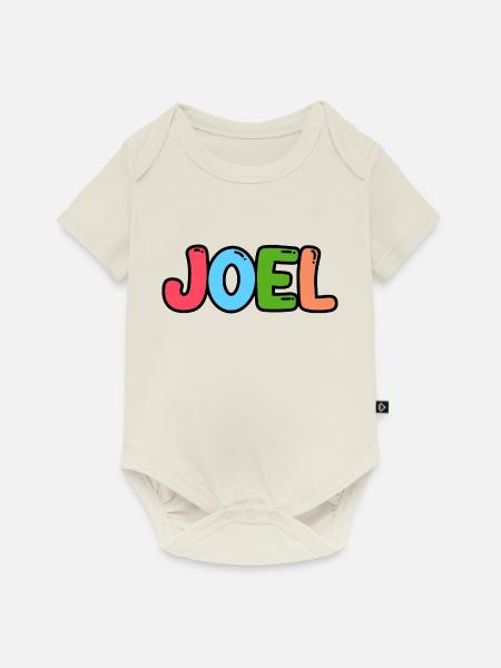 Name - Joel - Baby Premium Kurzarmbody - Naturweiß
