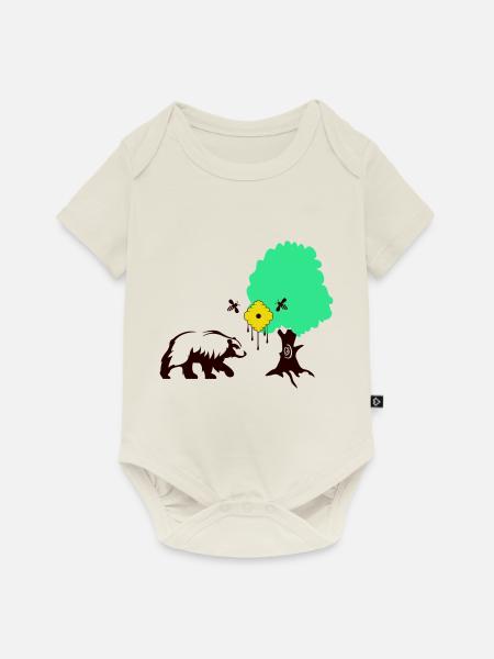 bär honig - Baby Premium Kurzarmbody - Naturweiß